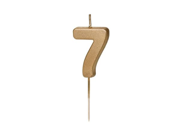 Födelsedagstårta Nummer 7, 4,5 cm, guld