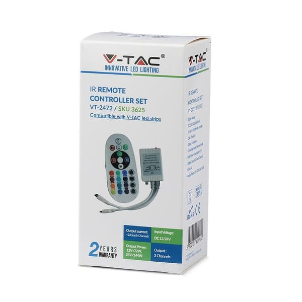 Tasm LED Driver RGB 72W Infrarød 24 Knapper V-TAC VT-2472