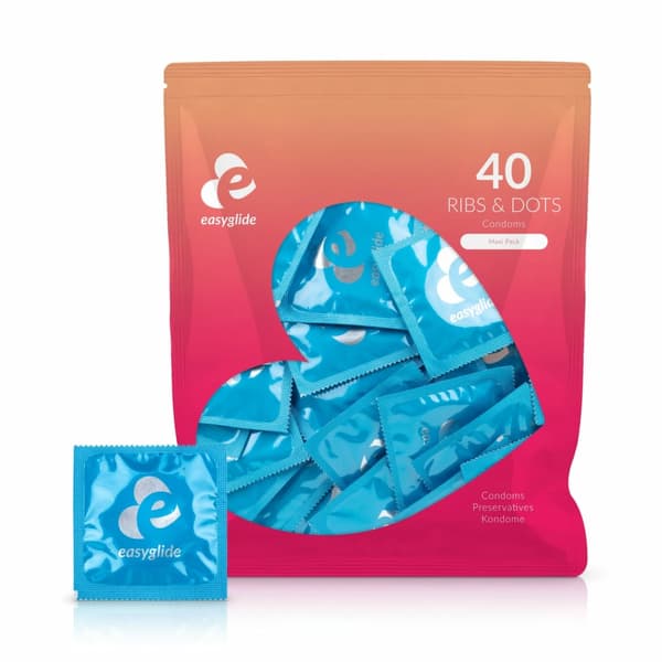 EasyGlide Ribs & Dots Intimskydd Kondomer 40 st Anatomisk Passform