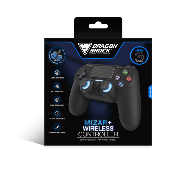 Dragonshock Controller Mizar+ Langaton musta PS4/PC