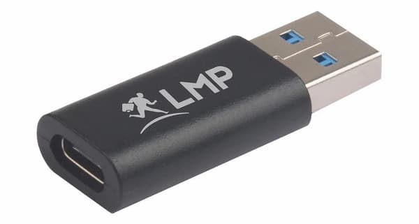 LMP USB-C (naaras) – USB A (uros) -sovitin, 5G/3A – musta