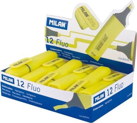 Överstrykningspenna Fluo platt gul (12st) MILAN