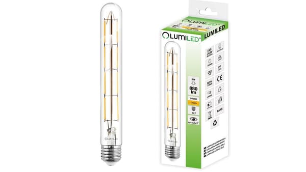 LED-lamppu E27 T30 8W=65W 880lm 3000K Lämmin 360 LUMILED Filamentti