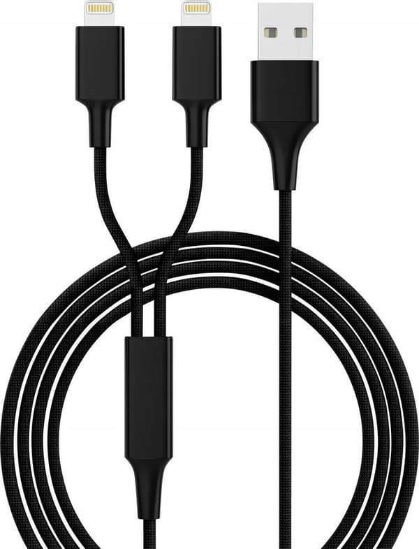 Kabel USB Smrter Hydra Duo USB-opladerkabel 2x Lightning-stik (1,2m), sort