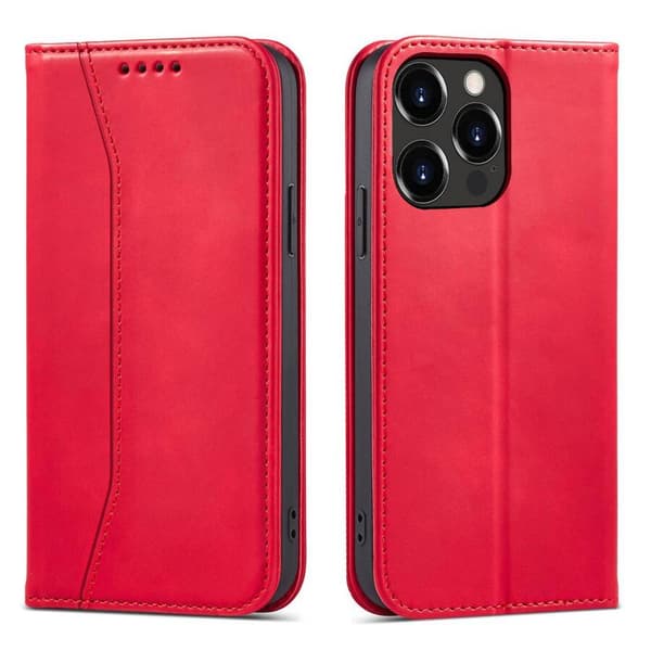 Magnet Fancy Case Cover til iPhone 14 Plus Flip Cover Pung Stativ rød