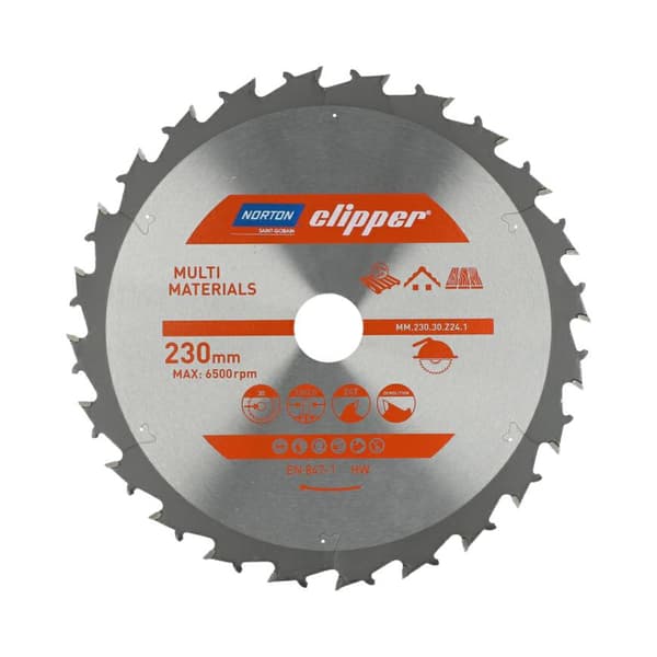 NORTON RUNDSAV 230mm x 30mm x 24z MULTI MATERIALER NEDRIVNING (3,0/2.0)