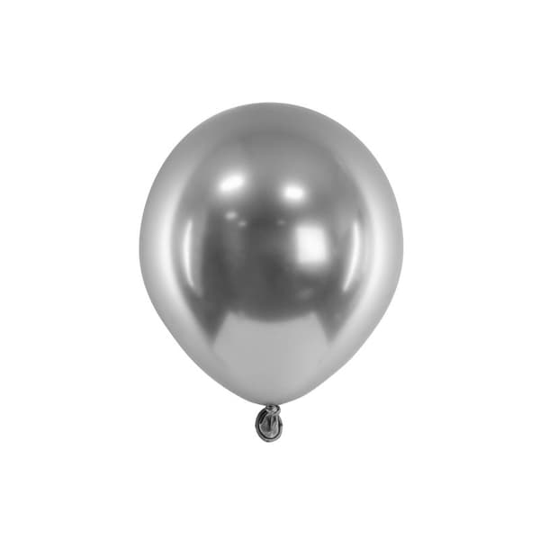 Glatte balloner 12 cm, mørk sølv (1 stk./50 stk.)