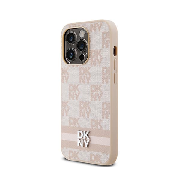 DKNY DKHCP14LPCPTSSP iPhone 14 Pro 6.1\" pink/pink hardcase Læderternet Monomønster & Printede Striber