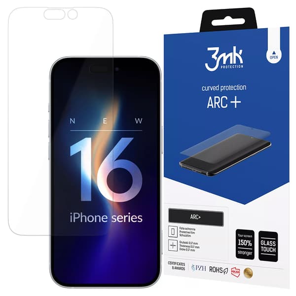 Näytönsuojakalvo Apple iPhone 16 Prolle, 3mk ARC, itsekorjautuva