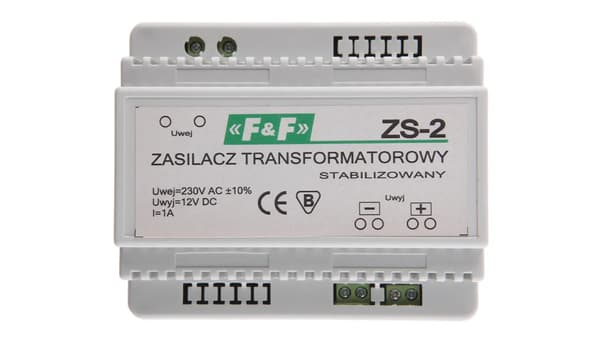 230VAC/12VDC 12W 1A ZS-2 stabiloitu virtalähde