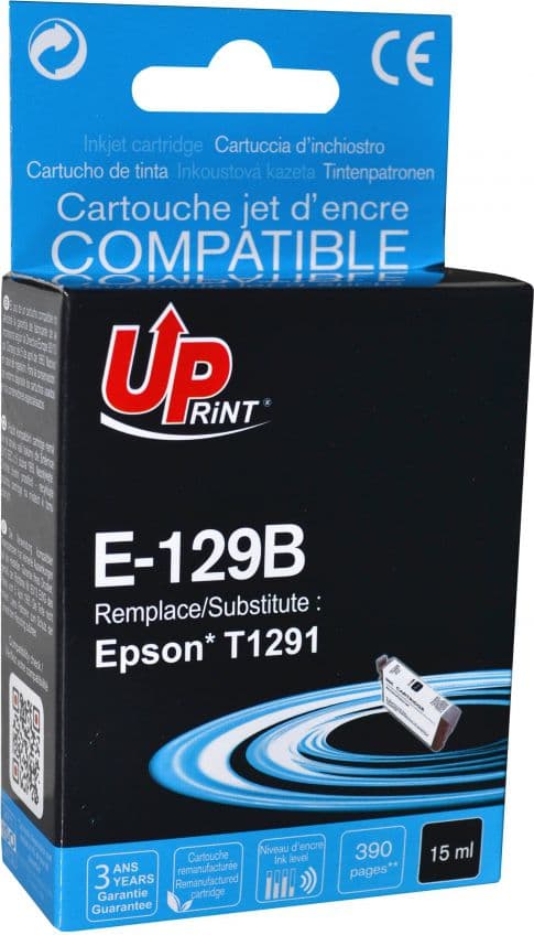 UPrint blækpatron E-129B/C13T12914010 T1291 (sort)
