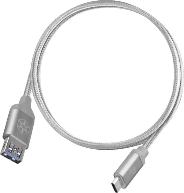 SilverStone USB-A USB-kabel - USB-C 0,5 m Sølv (52034)