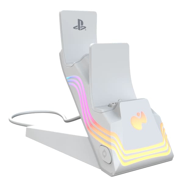 PDP PS5 AFTERGLOW WAVE - DUAL OPLADER HVID