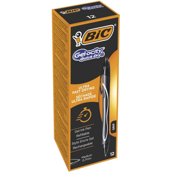 Flydende blækpen Bic Gel-ocity Quick Dry Sort 0,3 mm (12 enheder)