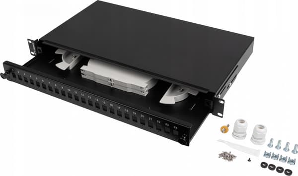 LYSTILSTANDS SWITCH LANBERG 24XSC SIMPLEX /24XLC DUPLEX RACK 19\" 1U SORT + TILBEHØR