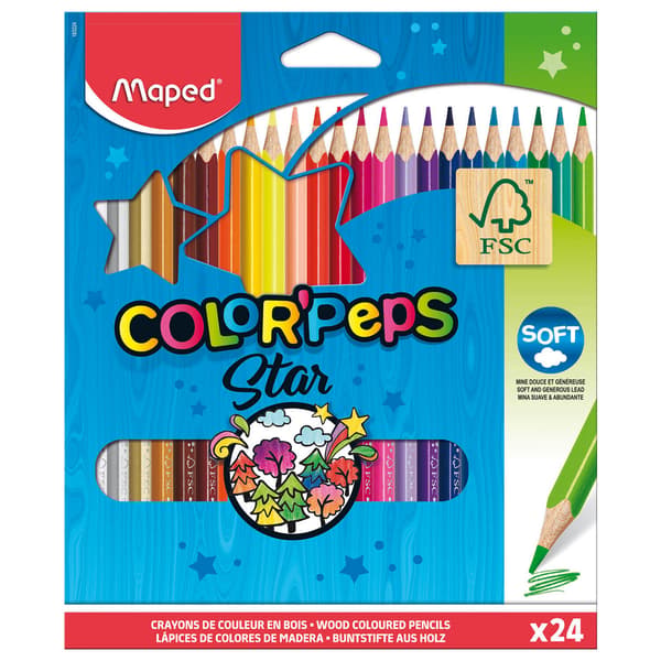 Colorpeps trekantede blyanter 24 farver MAPED