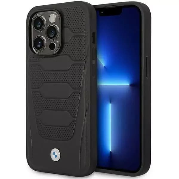 Etui BMW BMHMP14X22RPSK iPhone 14 Pro Max 6.7\" sort/sort lædersædemønster MagSafe