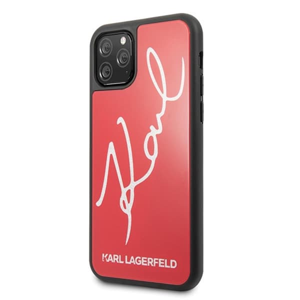 Karl Lagerfeld Signature Glitter Cover til iPhone 11 Pro Max – Rød