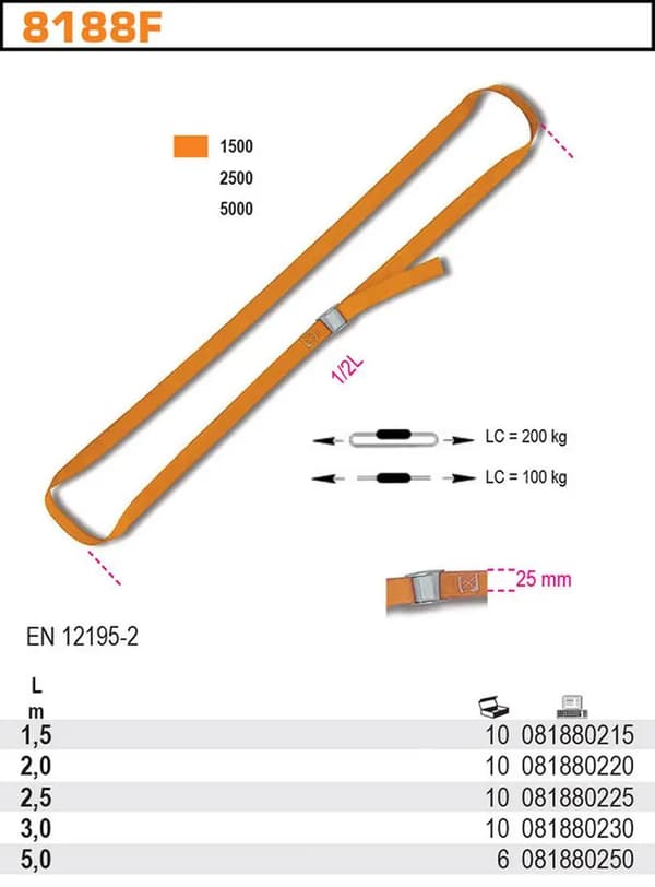 SPÆNDEREM 25mm/2.0m lukning/kaliber rød ROBUR® •BETA•