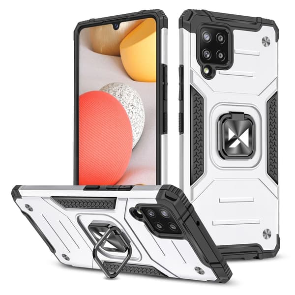 Wozinsky Ring Armor Tough Hybridfodral + Magnethållare för Samsung Galaxy A42 5G silver