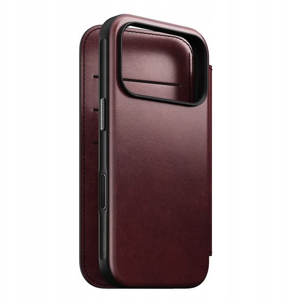 Nomad Modern Leather Folio, vinröd - iPhone 17 Pro