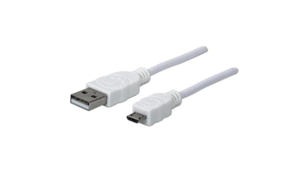 Manhattan USB-A/Micro-B M/M Kabel 0,6m hvid