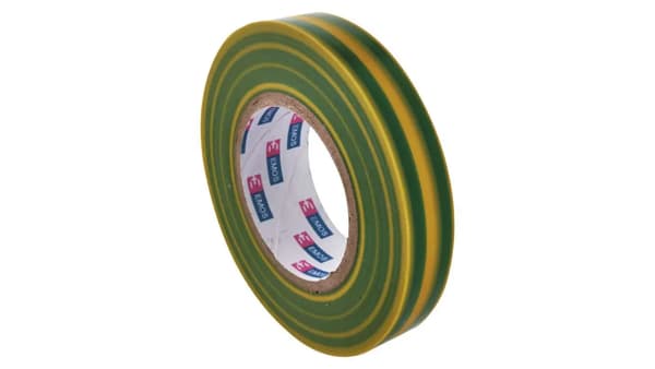 PVC isoleringstape 15mm/10m gul-grøn F61515