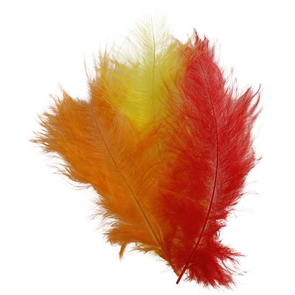 Fjer kalkunfluff blandede farver 50 stk