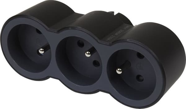 HELMO Splitter 3x2P+med front sort/grafit 049434