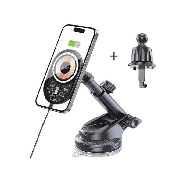 TECH-PROTECT MM15W-V6 MAGNETISK MAGSAFE DASHBOARD & VENT BILHOLDER TRÅDLØS OPLADER 15W SORT