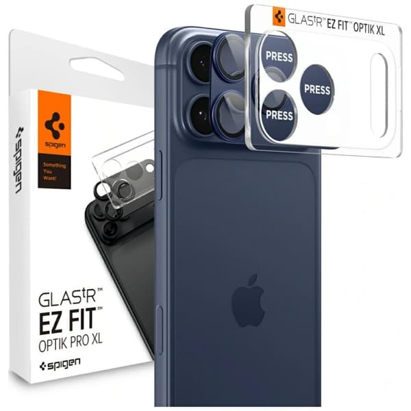 Spigen Glass tR EZ Fit Optik Pro XL 1-pak, blå - iPhone 17 Pro
