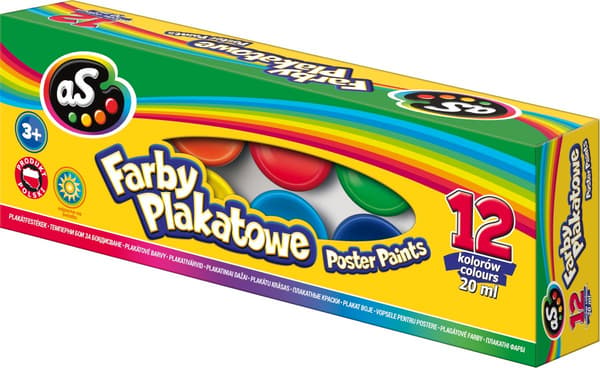 Plakatmaling 12 farver 20ml AS