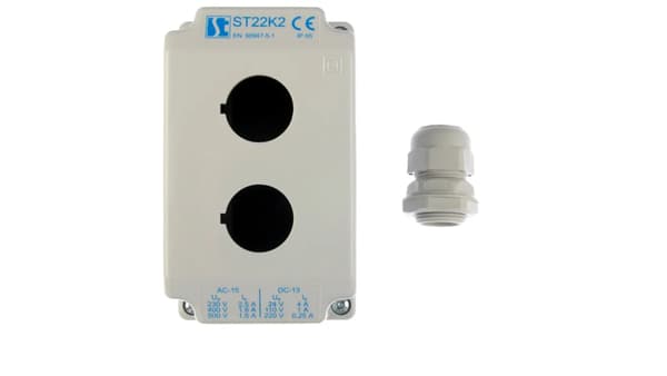 2-hullers patronhus 22mm grå IP65 ST22K200
