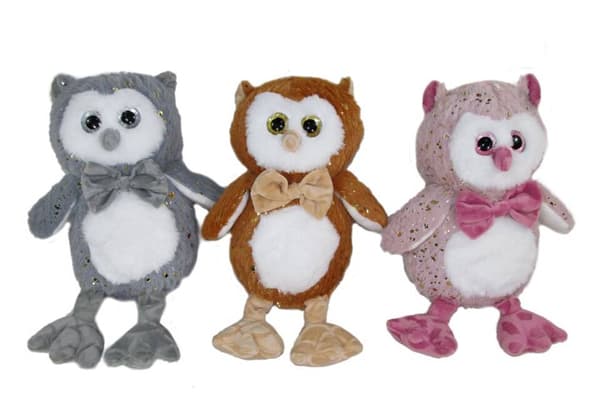 Maskot Ugle 20cm 4 farver 157775 mix pris for 1 stk