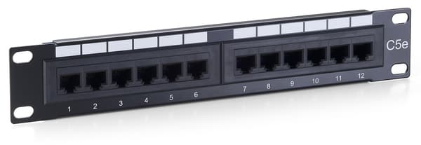 Equip 12-port Cat.5e oskärmad patchpanel, svart