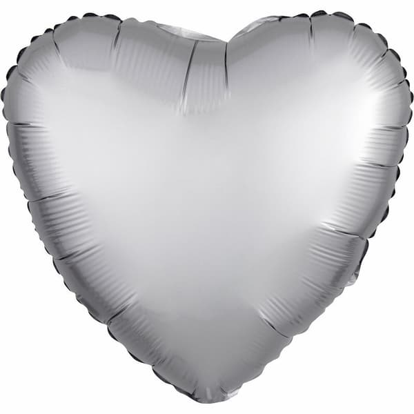 Folieballon Glans sølv hjerte 43cm 9914126