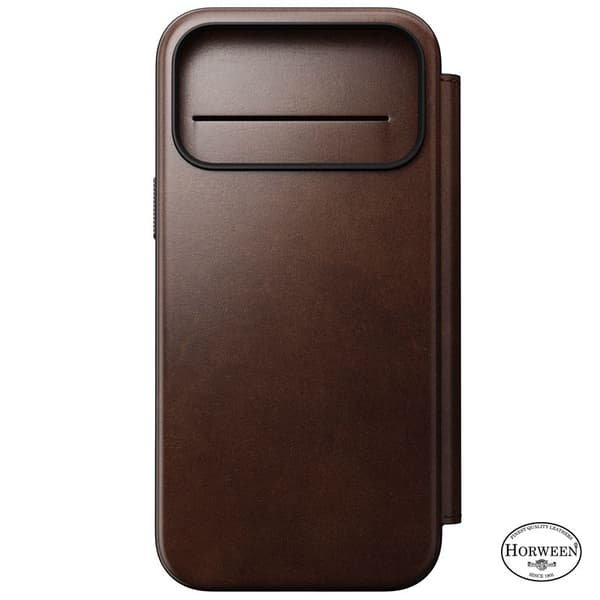 Nomad Modern Leather Folio, rustiikinruskea (Horween) - iPhone 17 Pro Max
