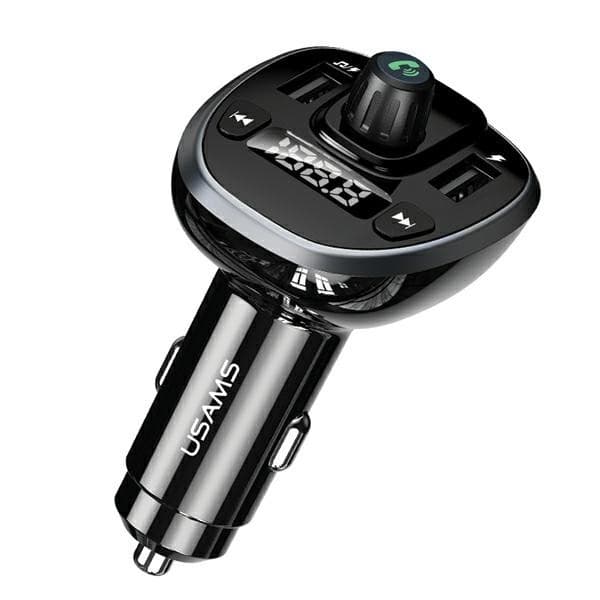 USAMS C21 håndfrit sæt med FM-sender, Bluetooth 5.0, MP3, 2xUSB 3.4A CC115GC01 (US-CC115) sort/sort