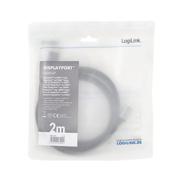 LogiLink DisplayPort - HDMI 2.0m (CDA0107)