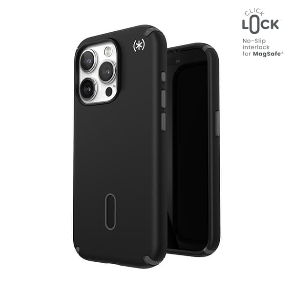 Speck Presidio2 Pro ClickLock & MagSafe - iPhone 15 Pro -kotelo (musta/liuskekivenharmaa/valkoinen)