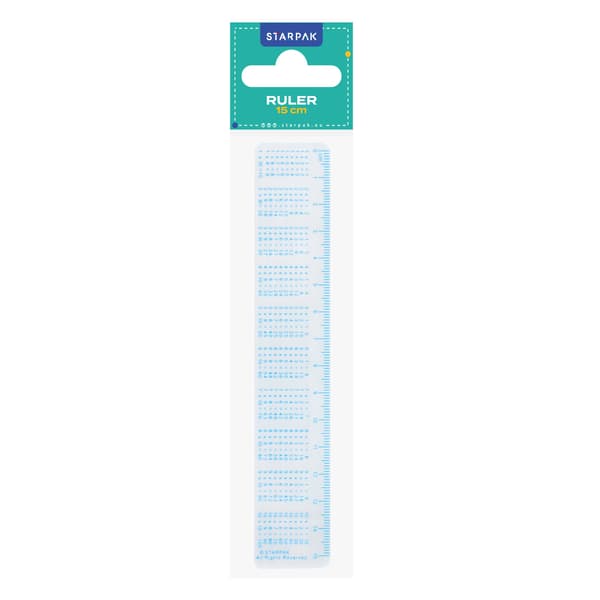 15 cm plastlinjal med multiplikationstabell