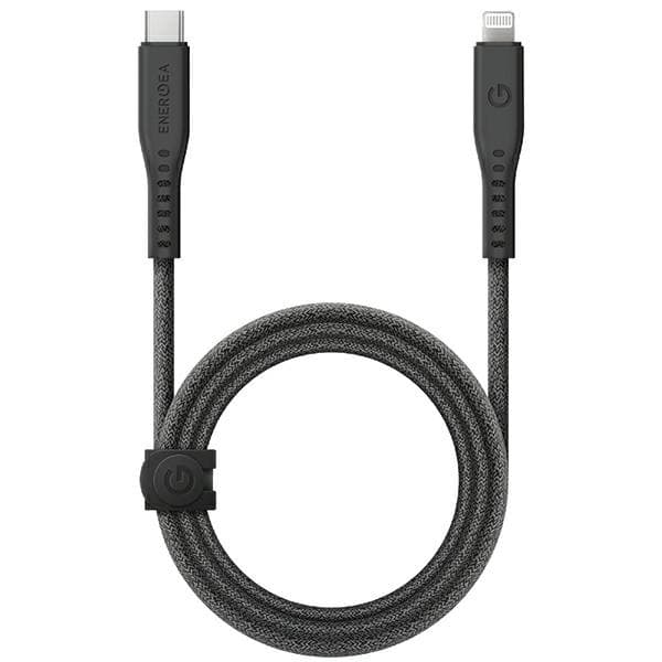 ENERGEA Cable Flow USB-C - Lightning C94 MFI 1.5m sort/sort 60W 3A PD Hurtig Opladning