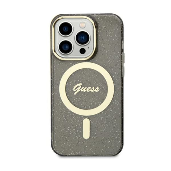 Guess GUHMN61HCMCGK iPhone 11 / Xr 6,1\" sort/sort Hardcase Glitter Guld MagSafe