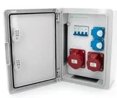 Byggcentral 32/5 + 16/5 + 2*GS 230V + säkerhet, låsbart hus ABS IK10 IP65, N21B11B1ABS