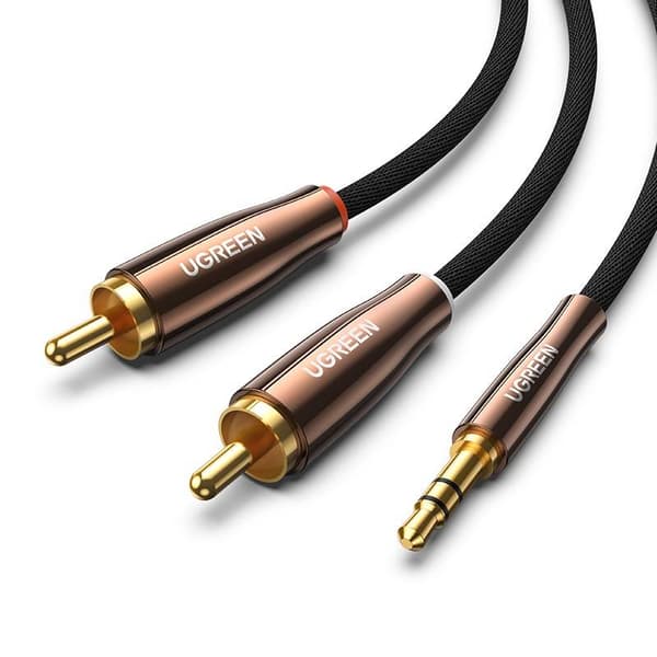 UGREEN AV170 -kaapeli 2x RCA (Cinch) 3,5 mm liitin, 1 m (musta)