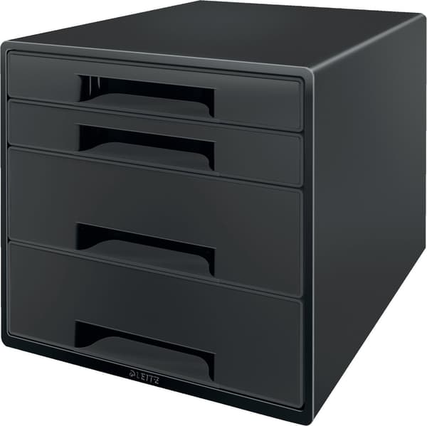 Leitz-laatikosto, 4 laatikkoa, kierrätetty, musta