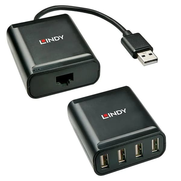 Lindy USB 2.0 Cat.5-förlängare 60M, 4 portar