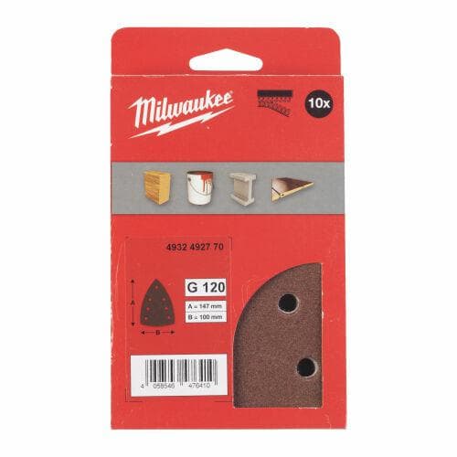MILWAUKEE DELTA SLIPPNINGSPAPPER 100mm x 147mm 7 HÅL P40 /10st