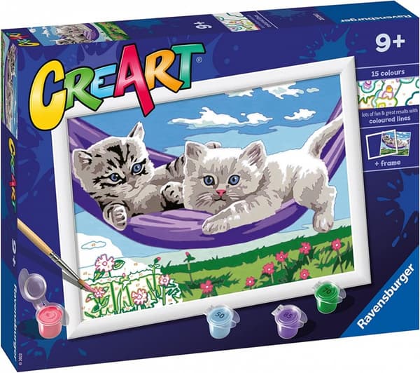 CreArt maleri til børn: Kat i hængekøje 202140 RAVENSBURGER maling efter tal