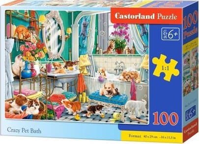 Puslespil 100 Crazy Pet Bath CASTOR